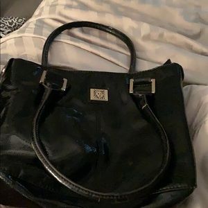 Black patent leather Anne Klein purse